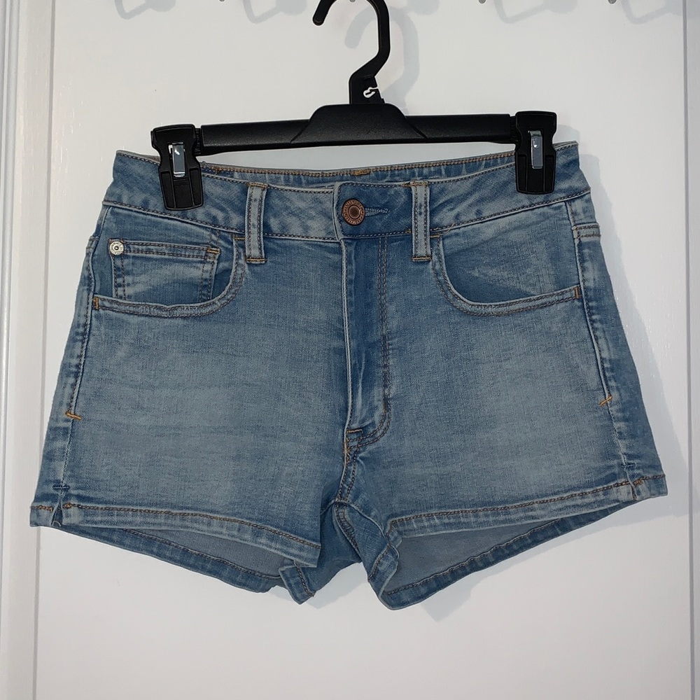 Light wash jean shorts